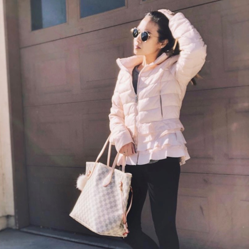 Pink puffer jacket